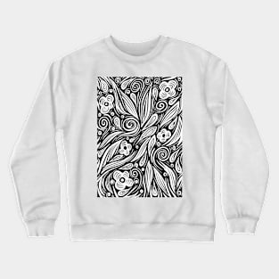 Black and white floral line art background wallpaper Crewneck Sweatshirt